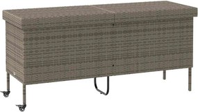 vidaXL szürke polyrattan kerti tárolóláda kerekekkel 160x55x75 cm