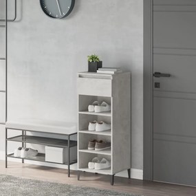 betonszürke szerelt fa cipőtartó 40x36x105 cm