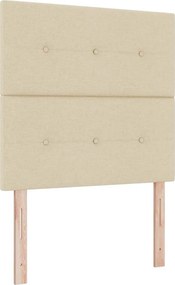 vidaXL Magasságállítható ágyfej fejtámlával Krém 100 cm szövet