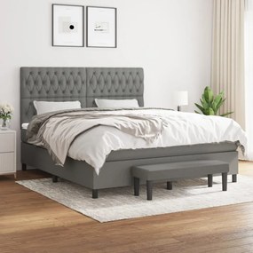 Sötétszürke szövet rugós ágy matraccal 180 x 200 cm