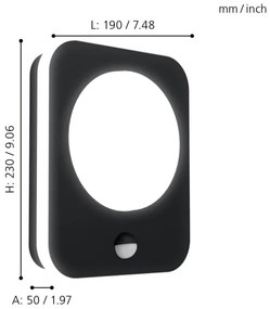 Eglo 99584 - LED Kültéri fali lámpa érzékelővel MADRIZ LED/9W/230V IP44