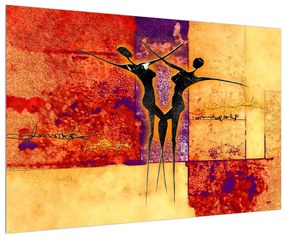 Két táncos absztrakt képe (90x60 cm)