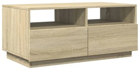 sonoma tölgy színű dohányzóasztal LED-lámpákkal 90x49x40 cm