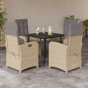 5 részes vegyes bézs polyrattan kerti étkezőgarnitúra párnákkal