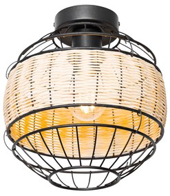 Keleti mennyezeti lámpa fekete rattannal 25 cm - Emir