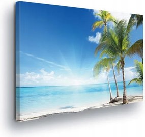 Vászonkép 100x75 Trópusi tengerpart óceán tenger pálmafák nap pihenés paradicsom