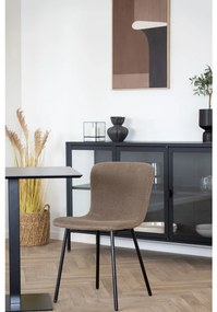 Fano dohányzóasztal, sötét kő, fekete fém talp 70x70x75 cm