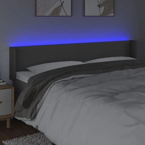 szürke műbőr LED-es fejtámla 163x16x78/88 cm