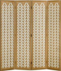 HOMCOM Fa Lattice Szobaelválasztó Belső Összecsukható Paraván 4 Panelel Természetes Fa 160 x 170 cm | Aosom