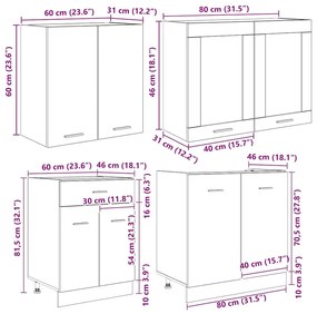 Konyhaszekrény garnitúra 4 pcs Szürke sonoma 140 x 46 x 81.5 cm