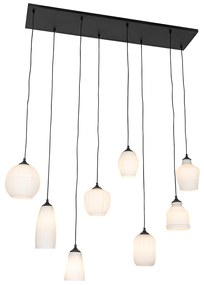 Art Deco lógólámpa fekete opál üveggel 8-lámpás - Hanne