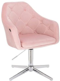 HR831CROSS Púderrózsaszín Modern Velúr Szék Krómozott lábbal