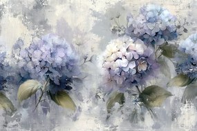 Fotótapéta Flizelina Fal Beton Lila Virágok Hortenzia 416x254 ragasztó