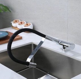 Konyhai csaptelep ELITE EDITION KW1202 lehajtható kifolyóval és kihúzható zuhanyfejjel, több színváltozatban — Króm