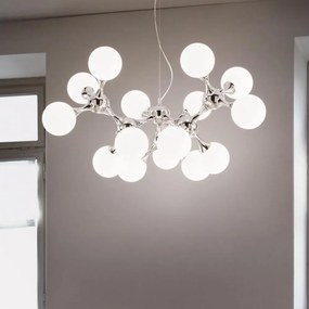Ideal Lux - NODI kábeles csillár 15xE14/28W/230V, Ø 105 cm, fényes króm/fehér