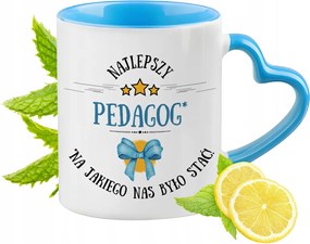 Pedagógusnak Kék Bögre Szív Alakú Füllel Ajándék