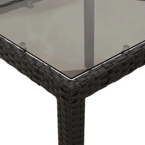 3 részes fekete polyrattan/üveg kerti étkezőgarnitúra párnákkal