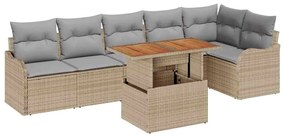 vidaXL Kerti Kanapé Szett párnával 7 pcs bézs és világosszürke