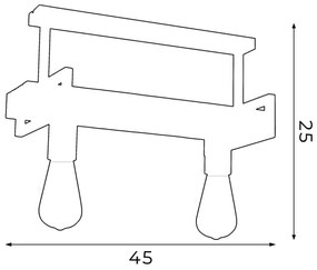 Csillár rúdon HARD 2xE27/60W/230V