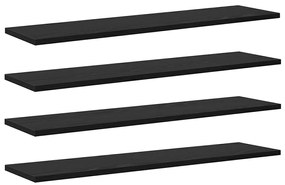 Polcos könyvespolc 4 pcs Fekete 80 x 20 x 1.5 cm Faanyag