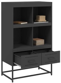 fekete acél magasszekrény 68x39x111,5 cm