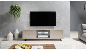 Tv szekrény/asztal Leiros (világítással) (szürkés bézs + fekete). 1099422