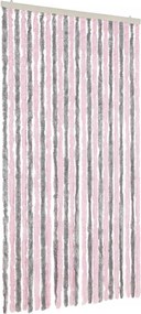 vidaXL ezüstszürke és rózsaszín zsenília rovarfüggöny 100 x 220 cm