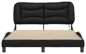 fekete és fehér műbőr ágykeret LED-világítással 140 x 200 cm
