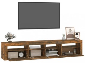 füstös tölgy színű TV-szekrény LED-világítással 210x35x40 cm