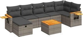 vidaXL 8 részes szürke polyrattan kerti ülőgarnitúra párnákkal