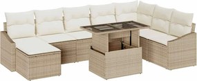 vidaXL Kanapé Szett párnával tárolóval 9 pcs Beige és krém polirattan