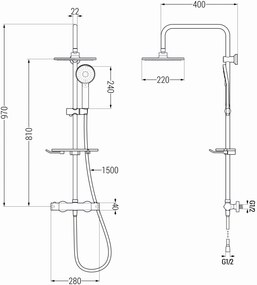 Mexen - KT40 zuhanygarnitúra Kai termosztatikus csapteleppel, fekete, 771504093-70