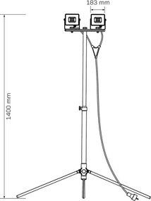 LED reflektor állvánnyal 2xLED/50W/230V 6500K IP65 sárga