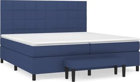 vidaXL kék szövet rugós ágy matraccal 200 x 200 cm