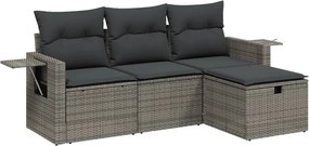 vidaXL 4 részes szürke polyrattan kerti ülőgarnitúra párnákkal
