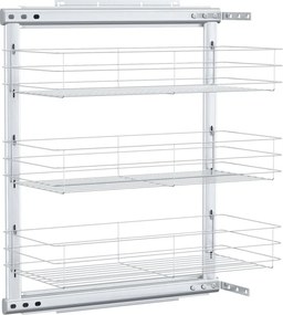 vidaXL ezüstszínű 3 szintes kihúzható konyhai drótkosár 47x25x56 cm