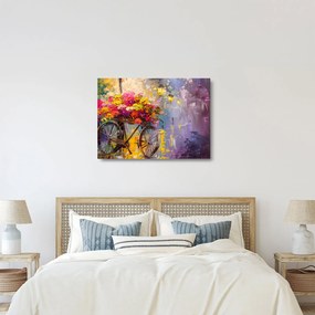 Üveg kép - Kerék virágokkal (70x50 cm)