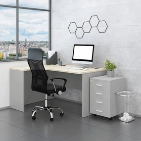 SimpleOffice 2 irodabútor szett, 140 cm, bal, szürke / világos tölgy