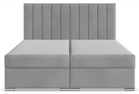Agen ágy, bársony, 140 x 200, ágyneműtartóval, szürke