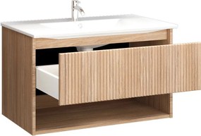 TMP SLIM STRIPE 75 fali függesztett fürdőszobabútor - SKY E-8099-75 porcelán mosdóval - 75 x 46 cm