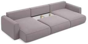 Levendula színű bársony kinyitható-tárolóhelyes (U alakú) sarokkanapé Kapua – Makamii