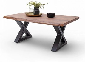 CARTAGENA dohányzó asztal akácfa 110x70cm - X alakú antracit szürke lábbal - Dió