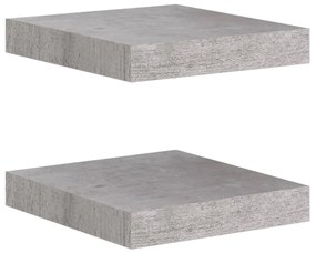 2 db betonszürke MDF lebegő fali polc 23 x 23,5 x 3,8 cm