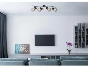 Globo 54017-4 Spotlámpa fém fekete rácsos búrával. HxSZxM:800x225x190, exkl. 4xE27 40W 230V