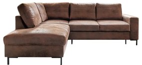 Barna bőrutánzat kinyitható sarokkanapé (bal oldali) Lofty Lilly – Miuform