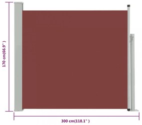 barna kihúzható oldalsó teraszi napellenző 170 x 300 cm