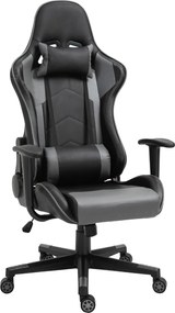 Vinsetto Ergonomikus Irodai Szék, Játékos Szék, Forgószék, Műbőr, Hab, Fekete, 67.5 x 74 x 126-136 cm | Aosom