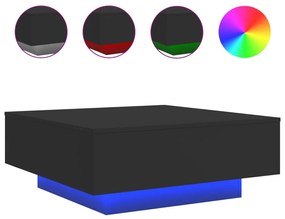 fekete dohányzóasztal LED-lámpákkal 80 x 80 x 31 cm