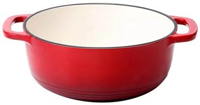 Zománcozott, öntöttvas edény fedővel 5,7 L, piros
