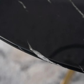 BALI üveg asztal 100 cm fekete márvány/arany